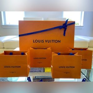 Authentic LV Paper Shopping Bags, Box w/ LV tissue paper & Ribbons